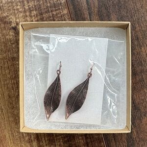 NIB Copper Leaf Design Earrings
